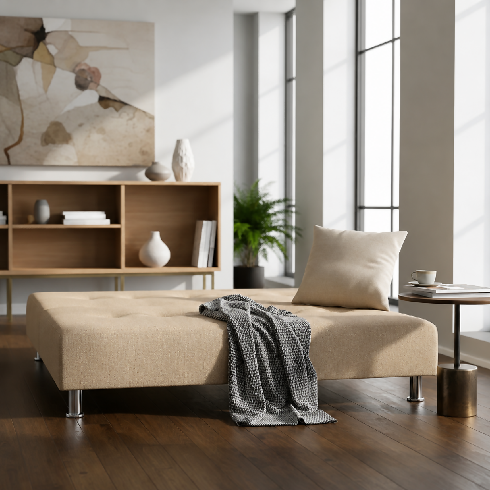 Sofá Cama Mauro Tela, Color Beige