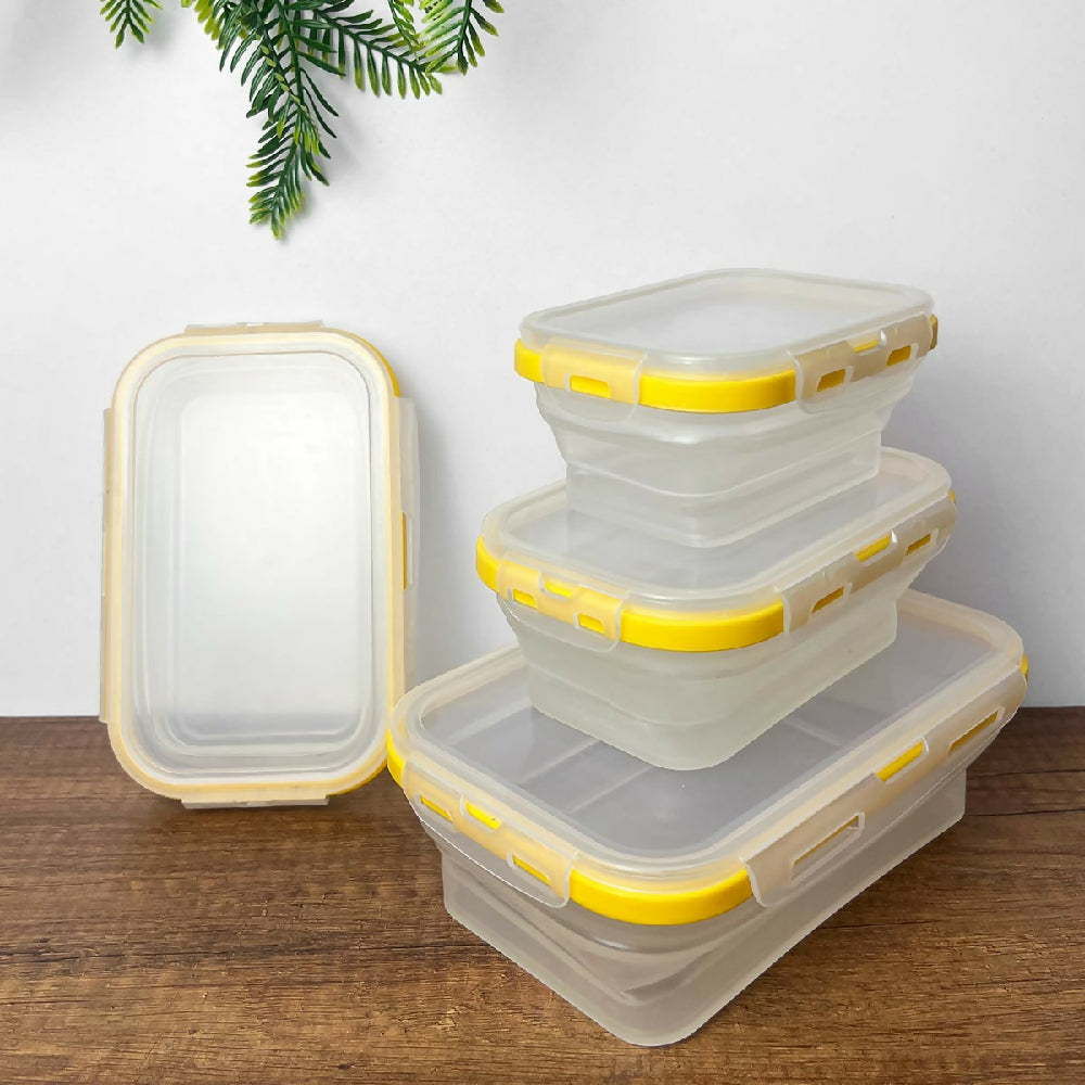 Set x4 Porta Comidas Plegables en Silicona Antiderrames  Prácticos y Reutilizables ST3PR 4