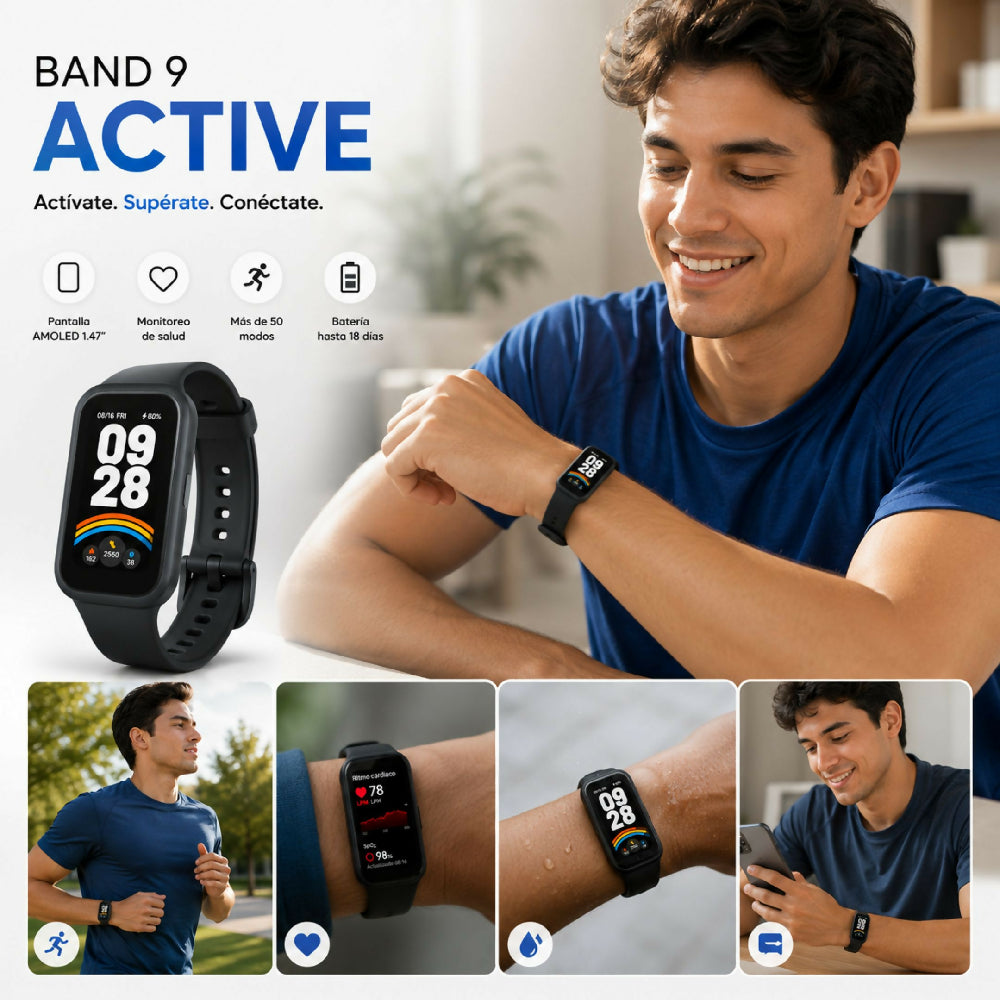 Pulsera De Actividad Xiaomi Smart Band 9 Active Resistente Agua Negro