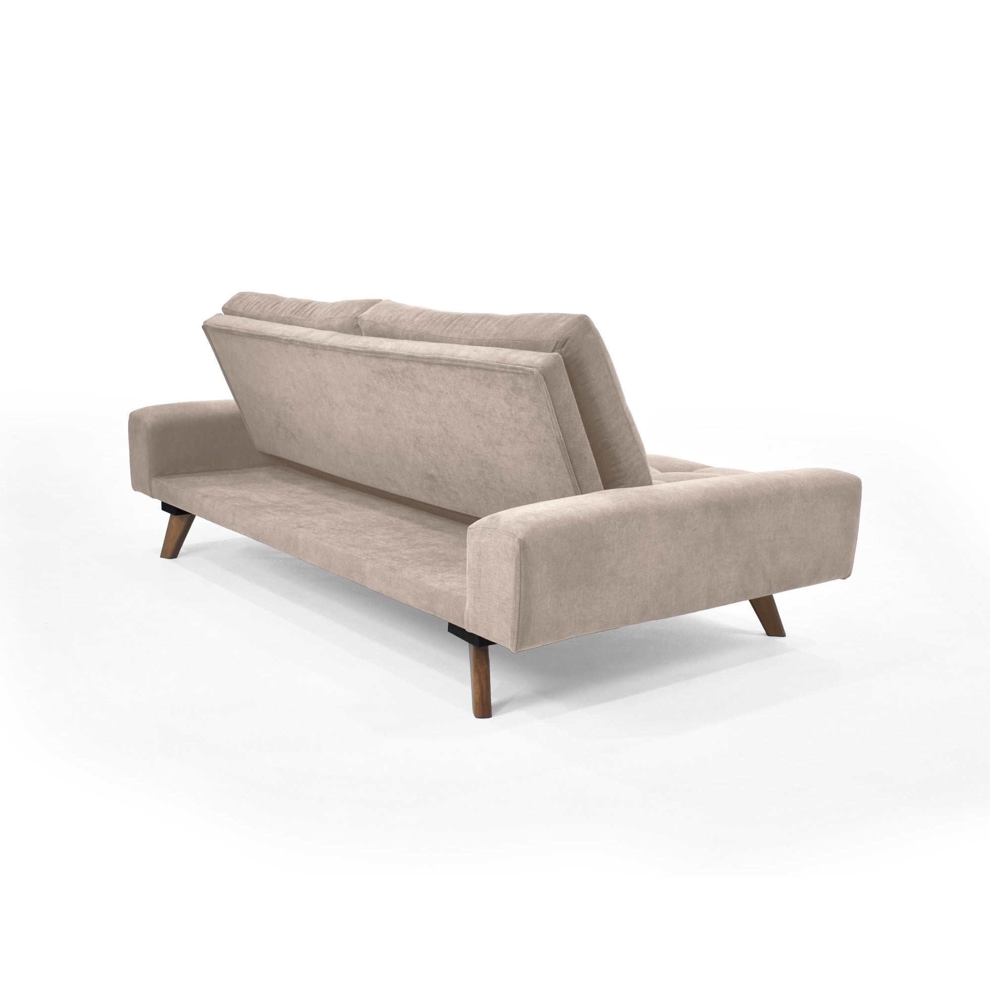 Sofa Cama Suiza Tela Taupe Matiz Caoba