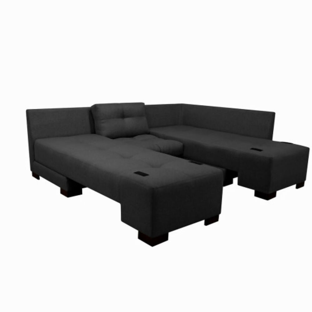 Sala Cama Sterimberg En Tela Gris Oscuro - Amoblando