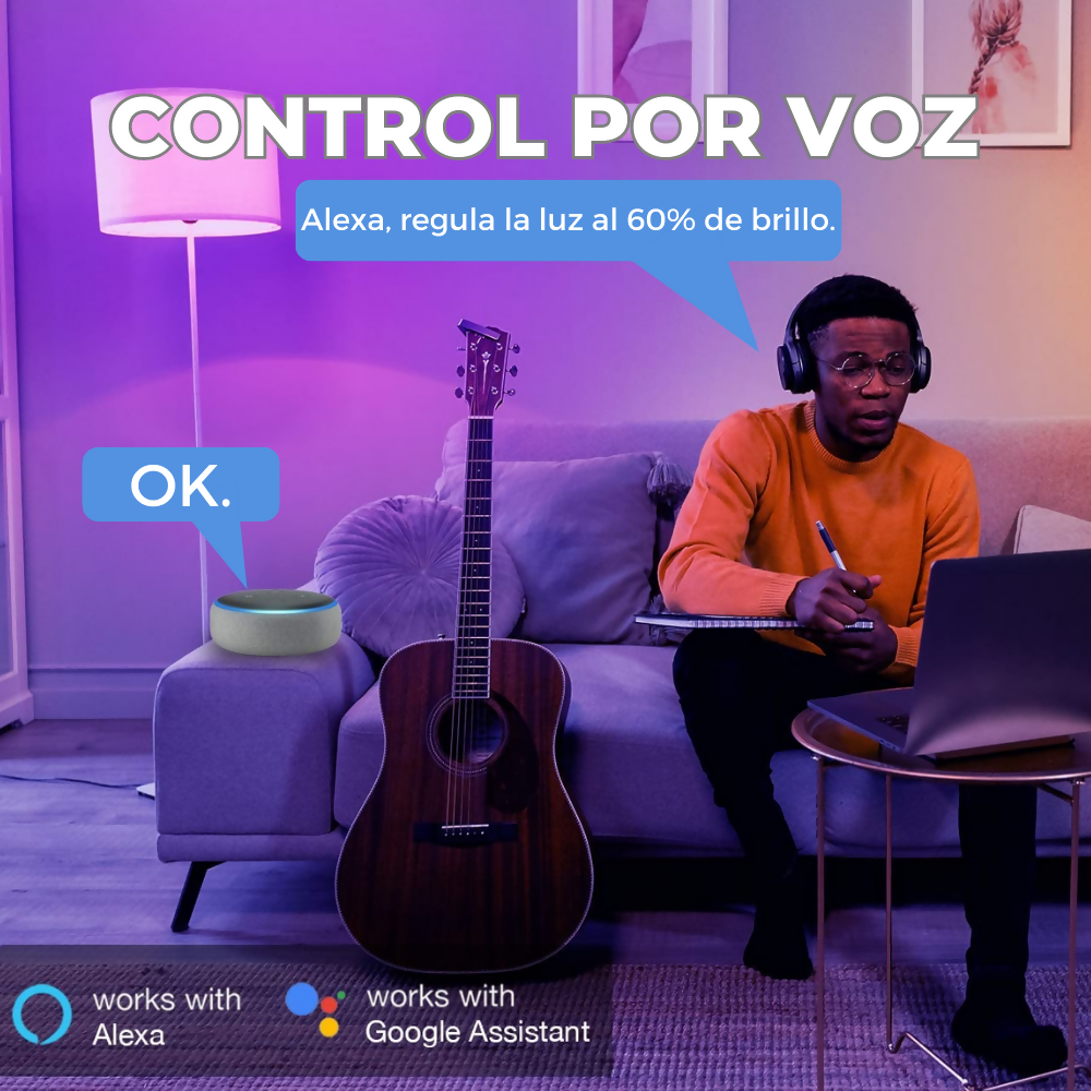 Setx4 Bombillos LED Inteligente Mando de Voz Alexa Google Asistente