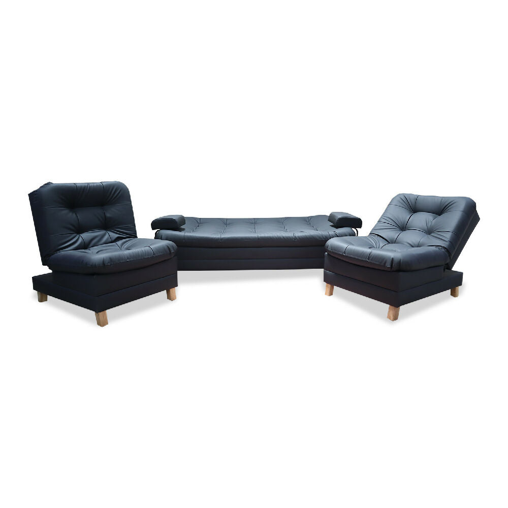 Sala Clic Clac Rouss Tipo Cuero Negro