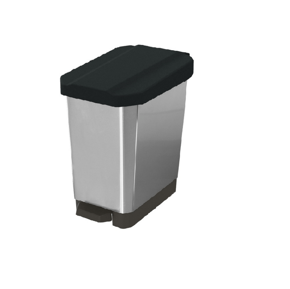 Caneca-Papelera Estrabins Pedal 5L Negro-IML Metalizado