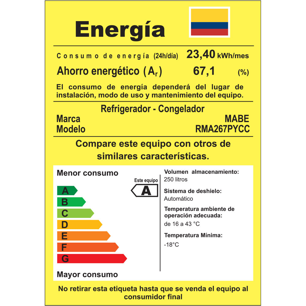 Nevera No Frost Mabe de 267 litros en acabado Black Steel