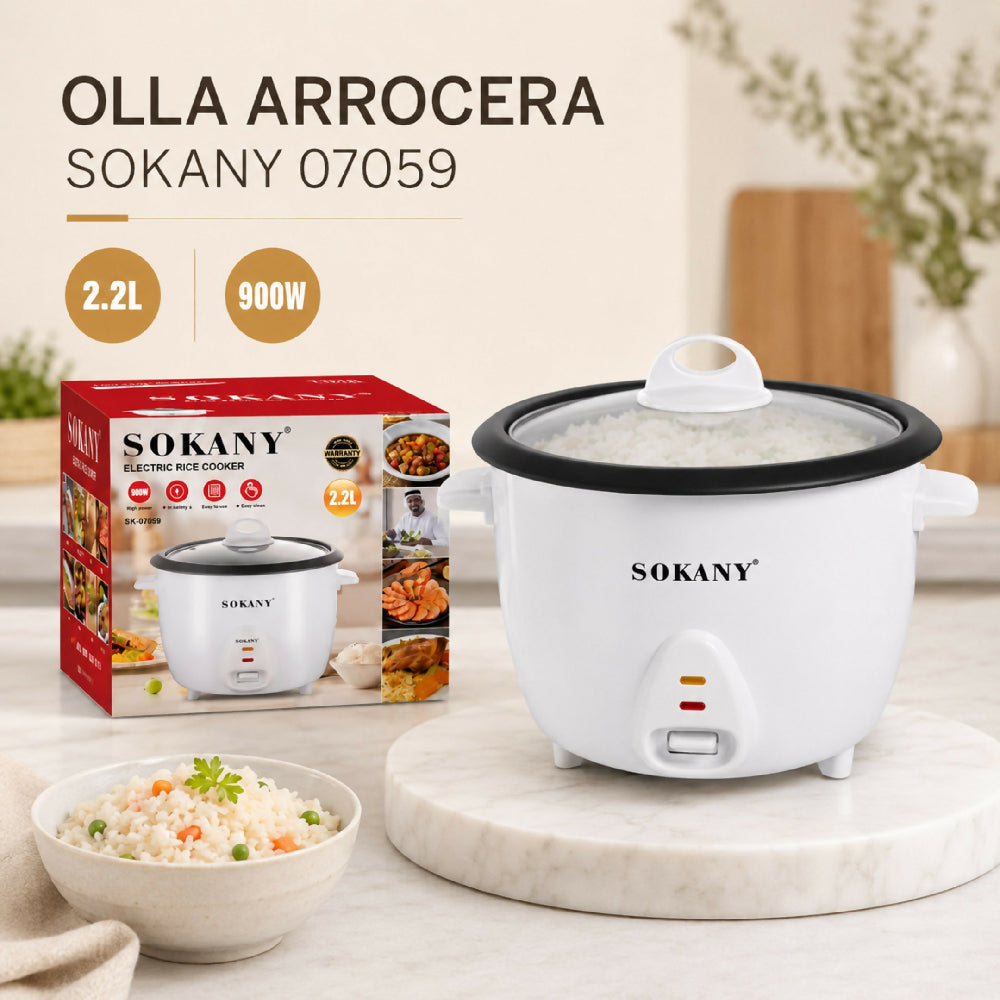Olla Arrocera Sokany SK-07059 Con Tapa Para Cocinar Arroz Y Alimentos Al Vapor