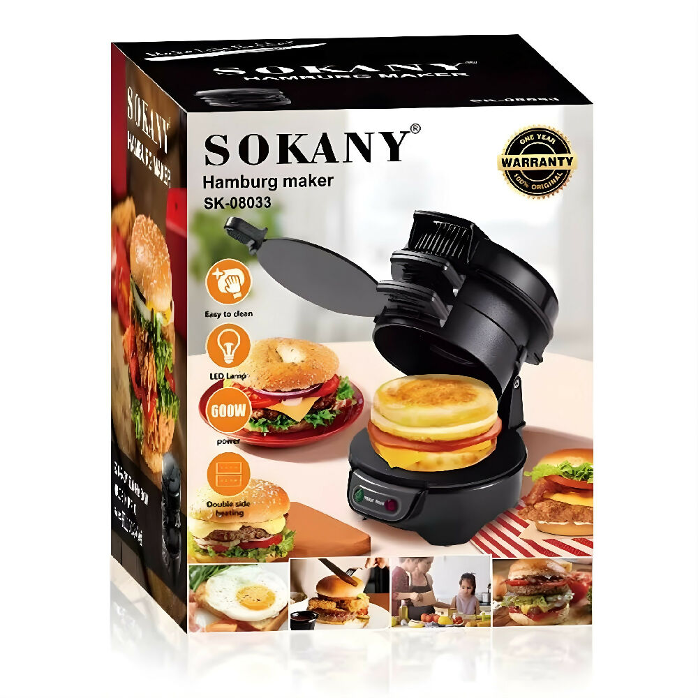 Máquina Para Hamburguesas Sokany SK-08033 De 800W Con Placas Antiadherentes