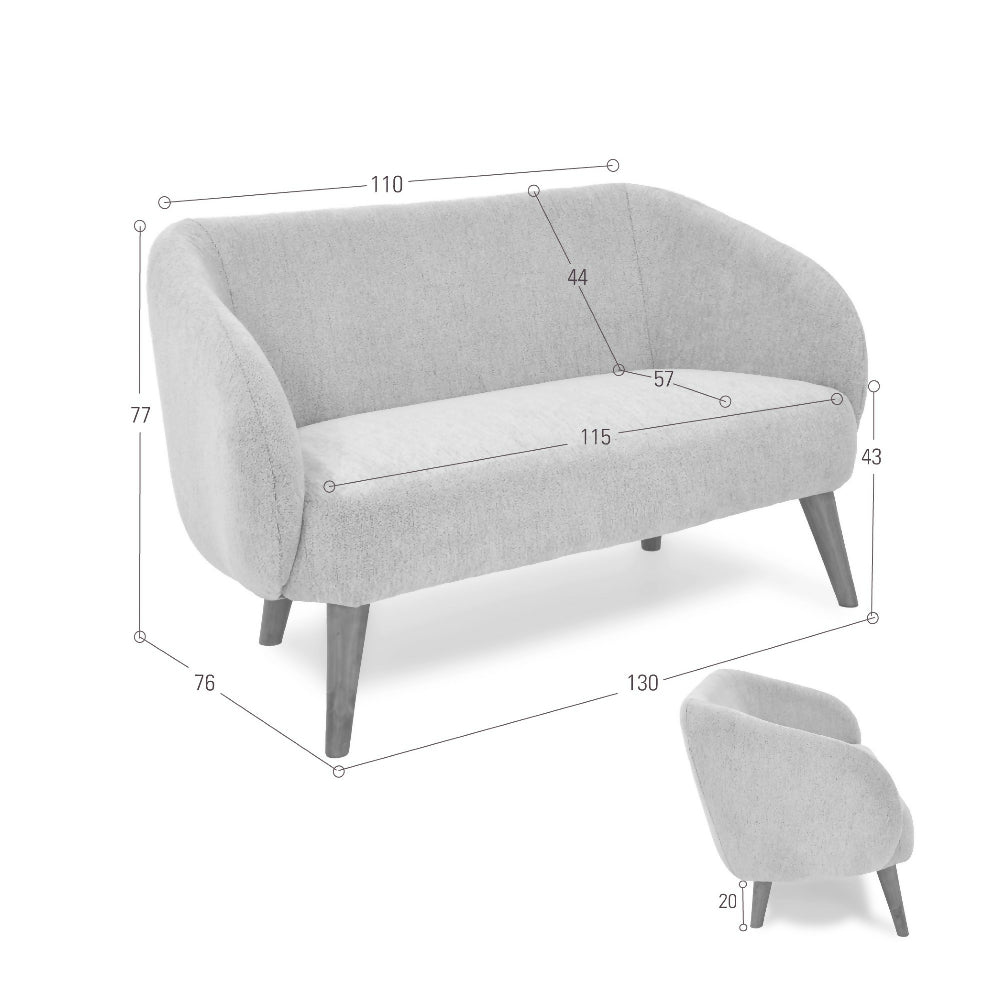 Sofa 2 Puestos Astra 130x76x77 cm Tela Crudo