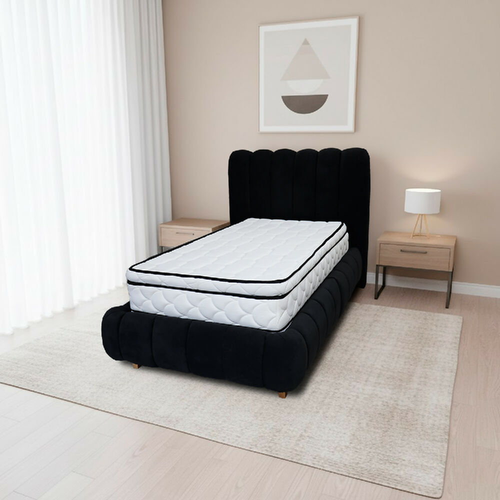 Combo Basecama Praga Modular Negro 200 King mas Espaldar