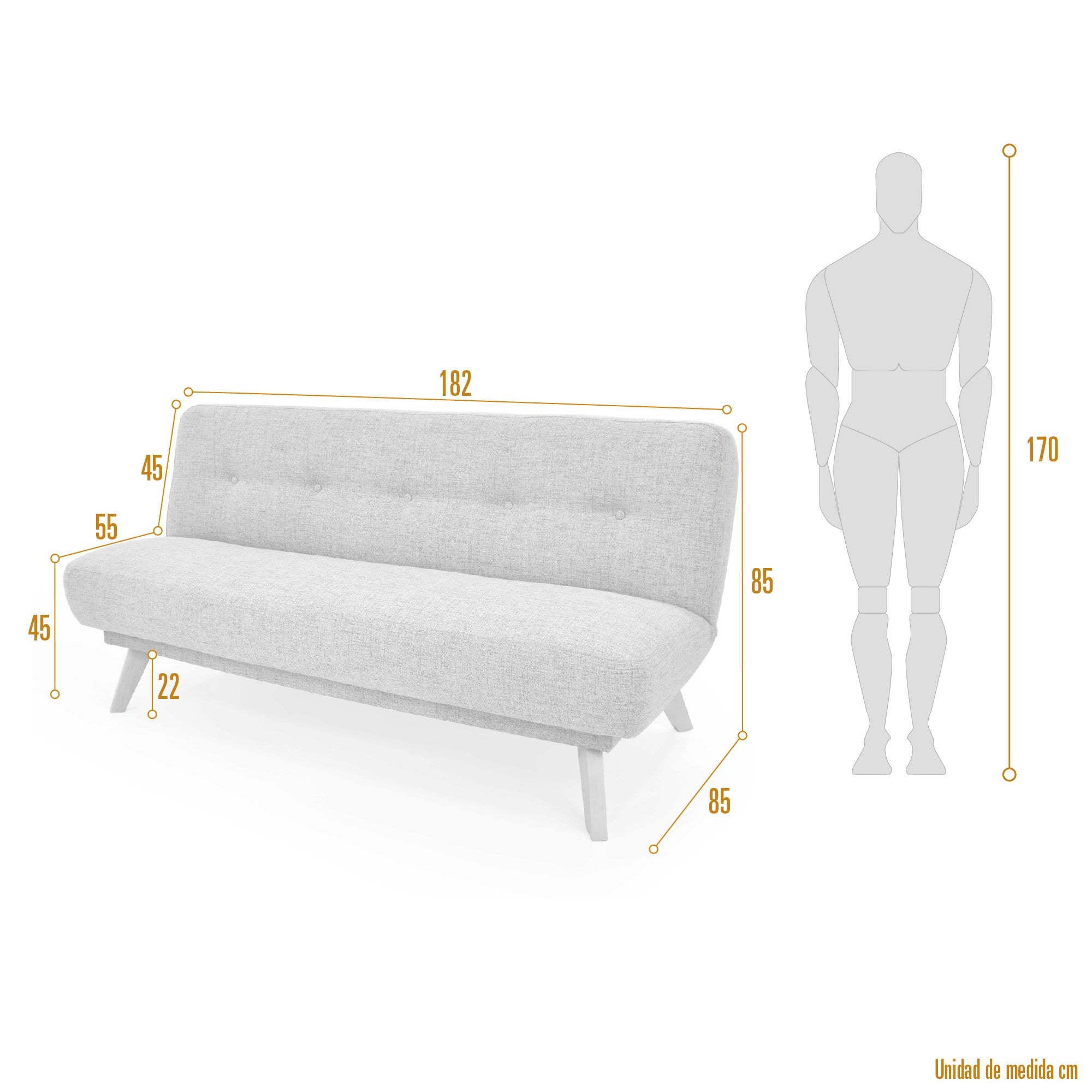 Sofa Cama Charlotte 3 Puestos Tela Petroleo