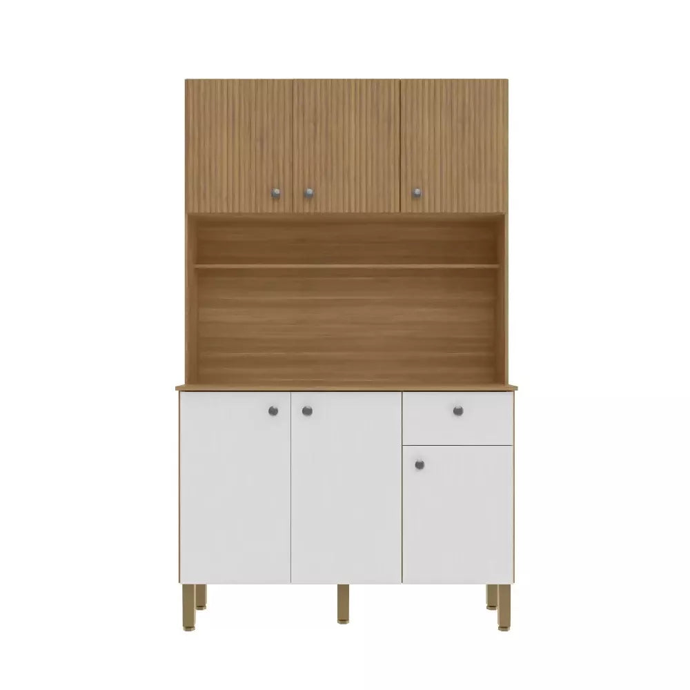 Mueble Cocina Alacena Grande Con Cajon Y Repisas castaño/blanco