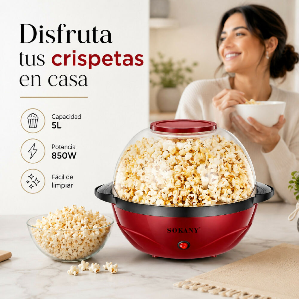 Maquina De Crispetas Sokany 905 5L Gran Capacidad Cocina Crispetera Palomitas