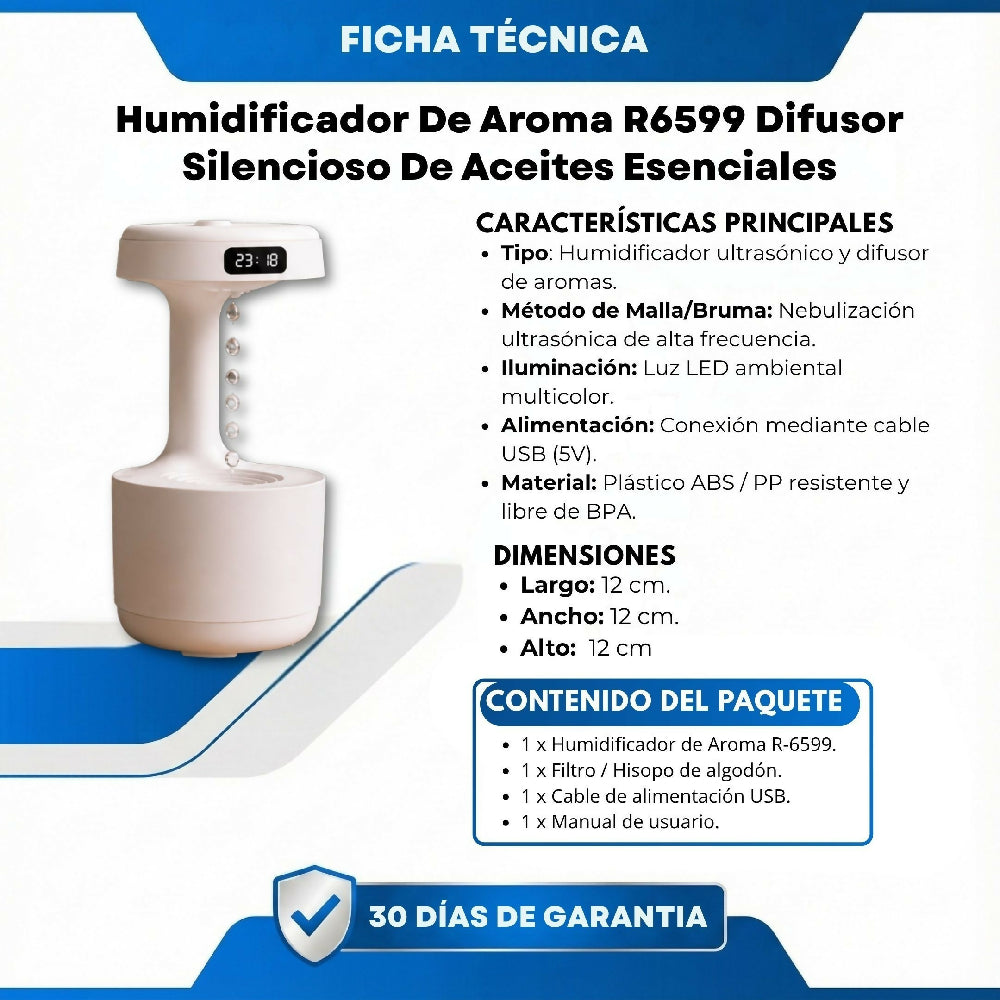 Humidificador De Aroma R6599 Difusor Silencioso De Aceites Esenciales