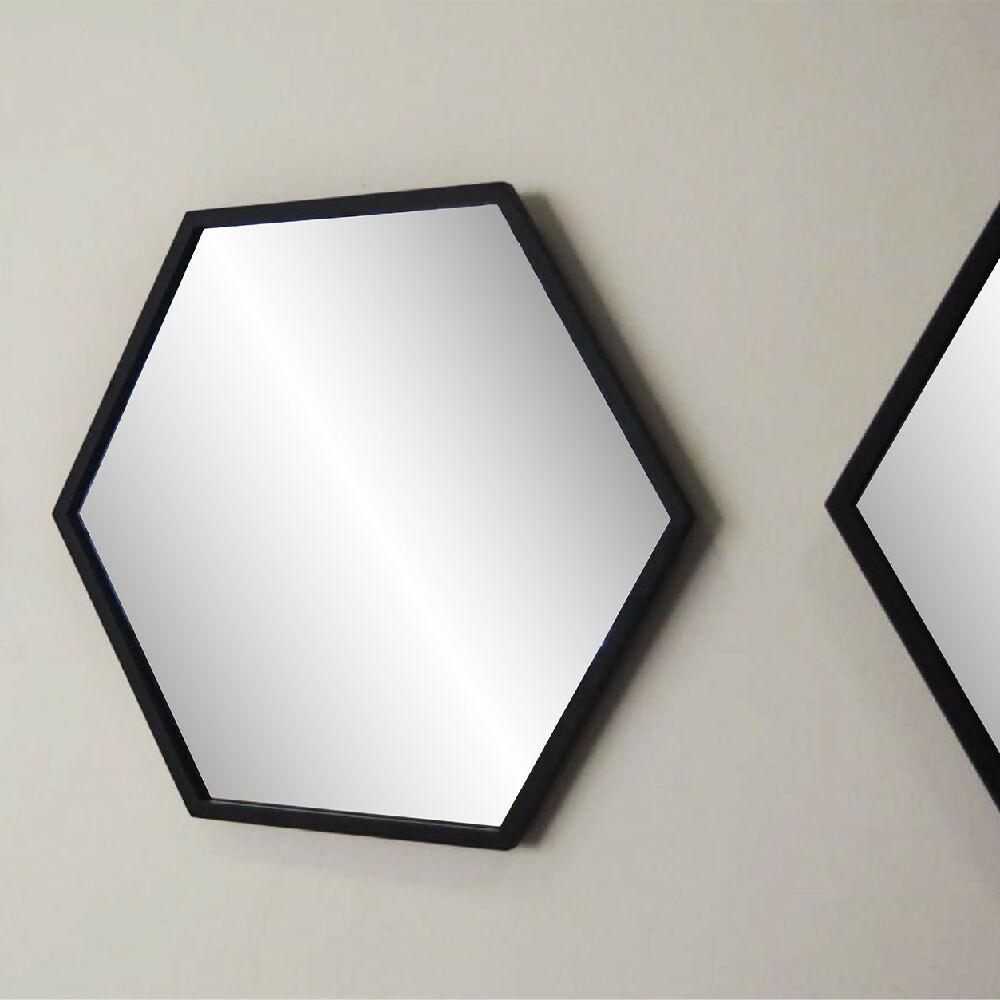 Set de tres espejos hexagonales negros