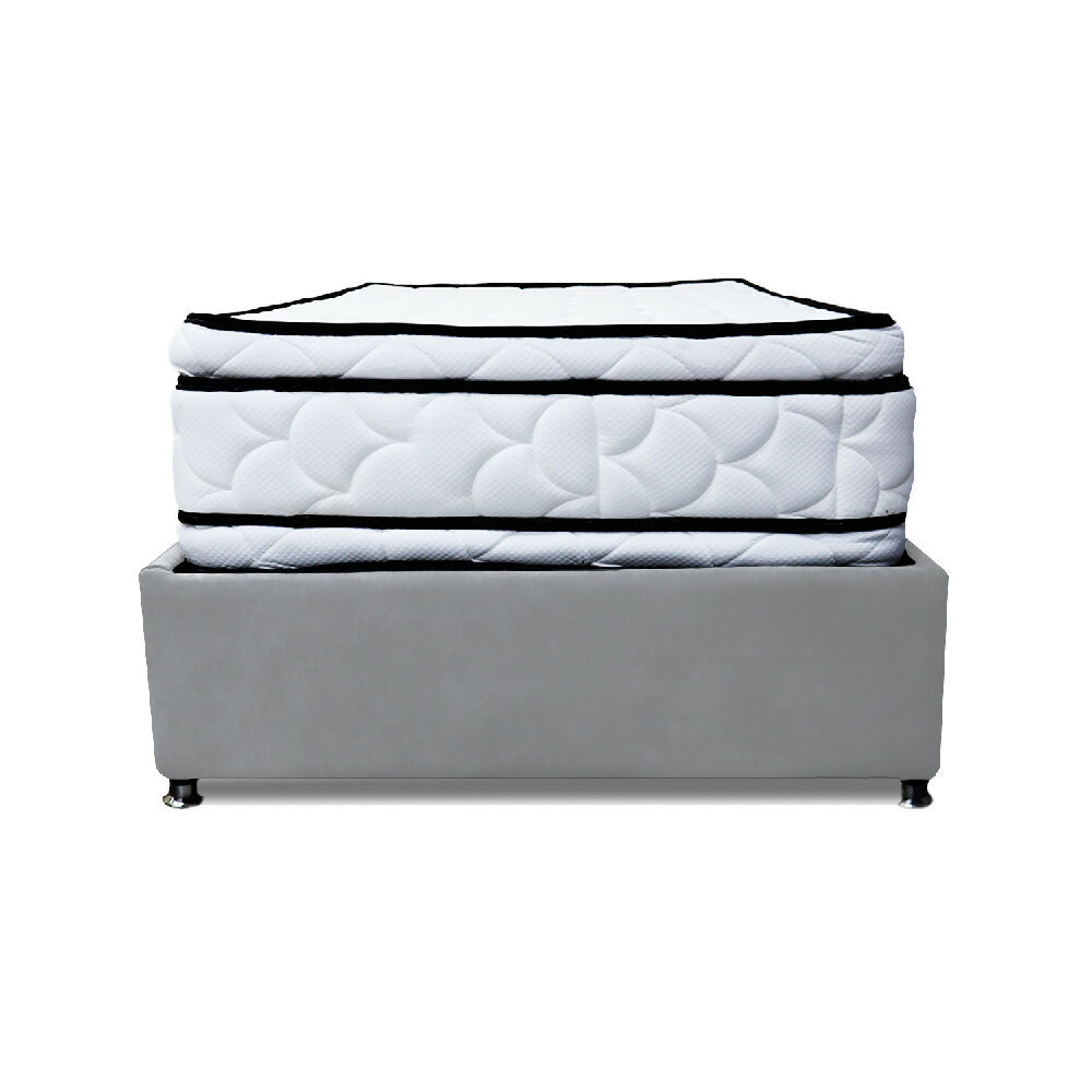 Combo Cama Tarima Nube 120x190 Semidoble Gris Claro mas Espaldar