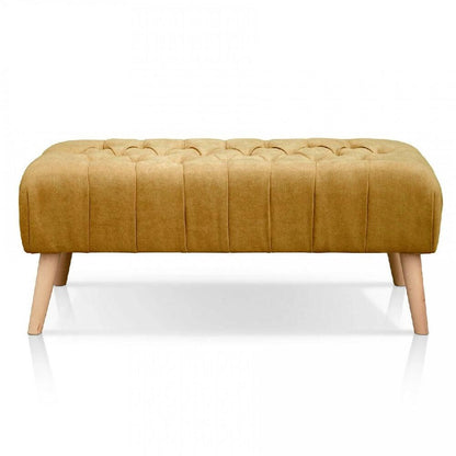 Banco Otomano Patas en Madera Tela Petfrendly Mostaza