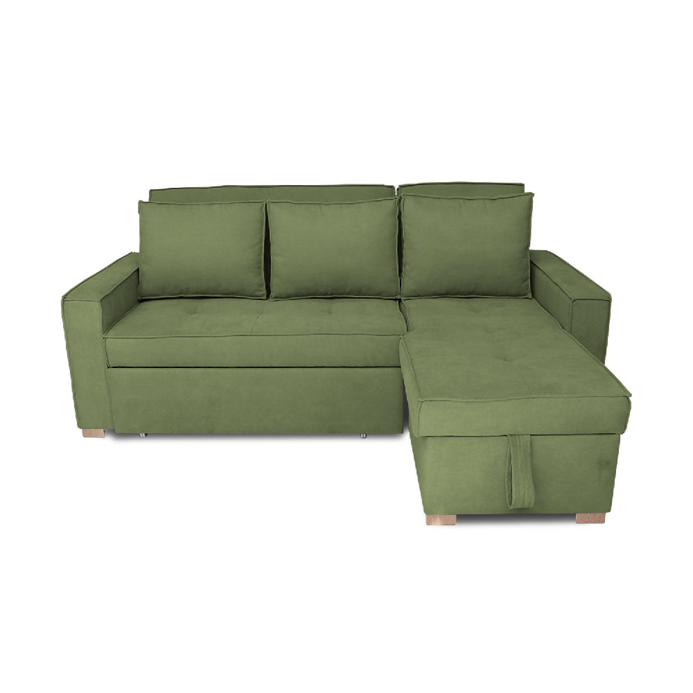 Esquinero Baúl Marsella Multifuncional Reclinable Derecho Verde + Cojines Decorativos