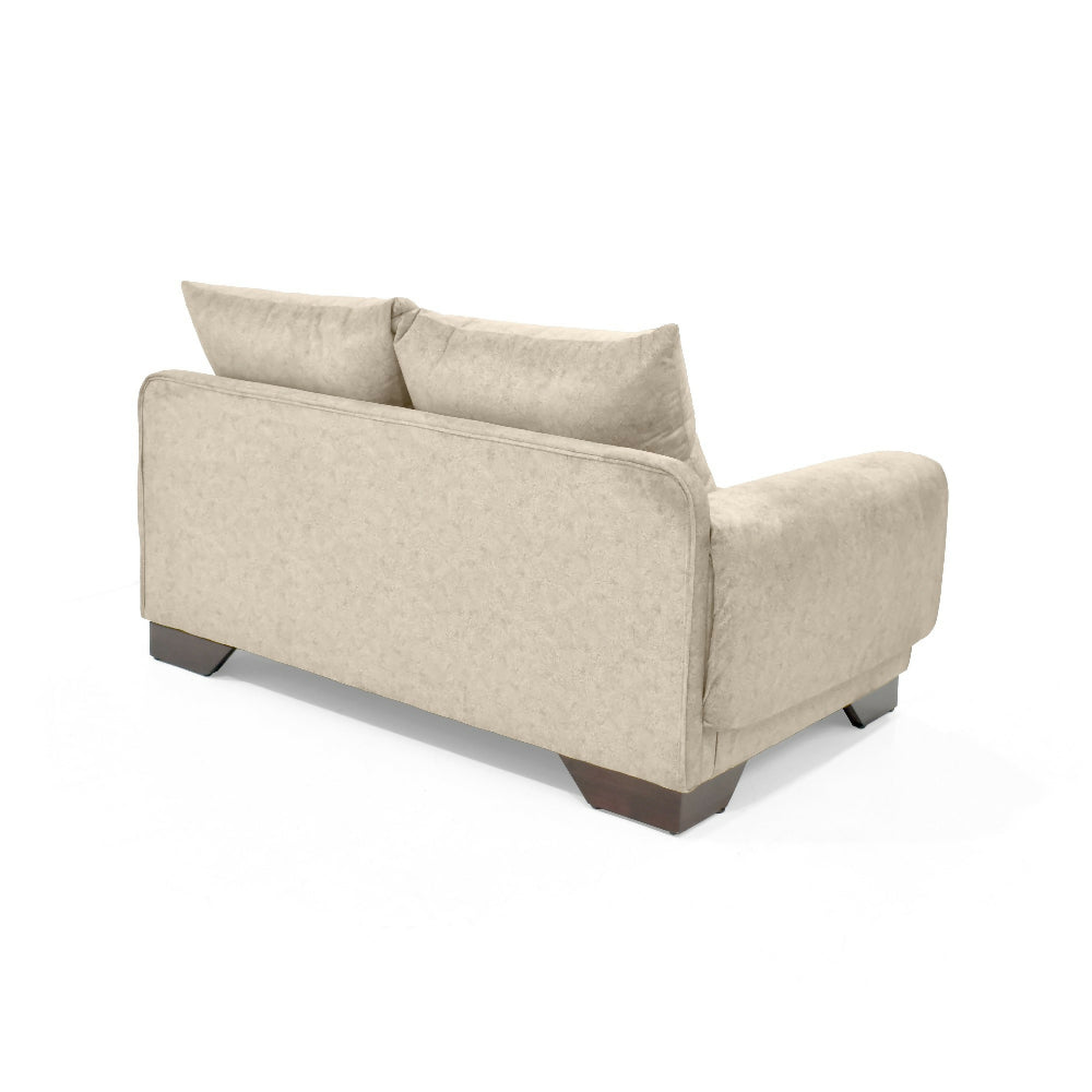 Set de Sala con Sofa Daytona 2 Puestos Tela Beige con Poltrona Shanghai Tela Salmon y Mesa Centro Lema