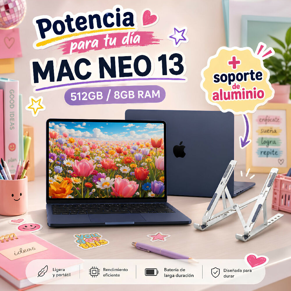 Macbook Neo 13 Pulgadas 512GB/8GB Ram Laptop Apple De Gran Almacenamiento Negro + Obsequio