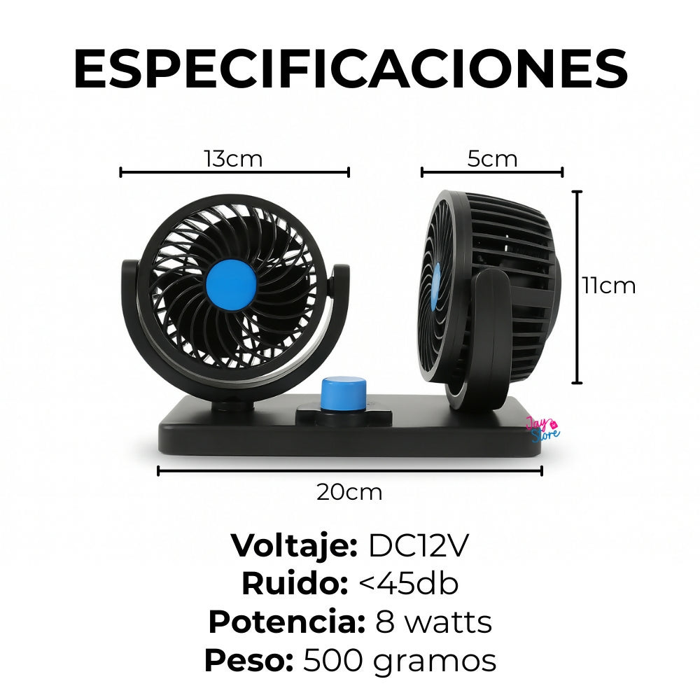 Ventilador de Carro Doble Eléctrico 360° Ventilación Coche