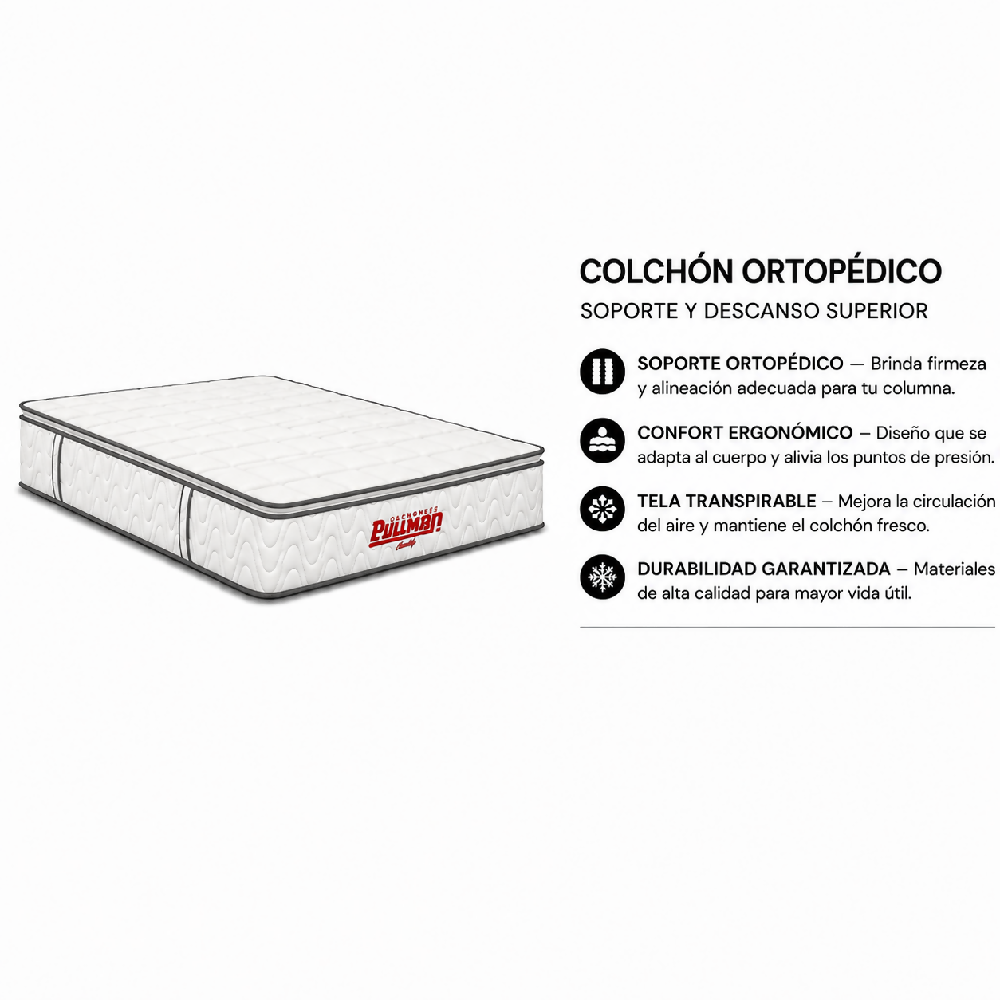 Colchón Orthopack BTU 160X190 Queen, Color Blanco