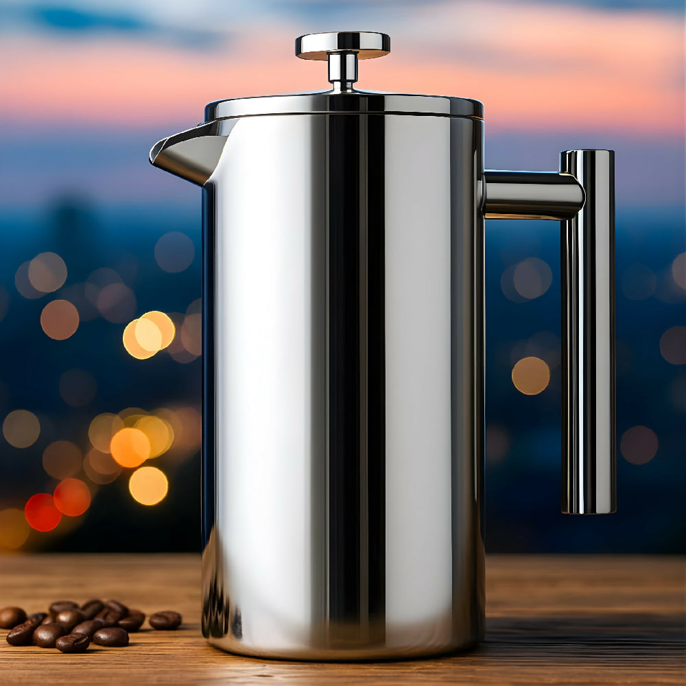 Cafetera De Prensa Francesa De Acero Inoxidable 350ml Con Doble Pared Térmica