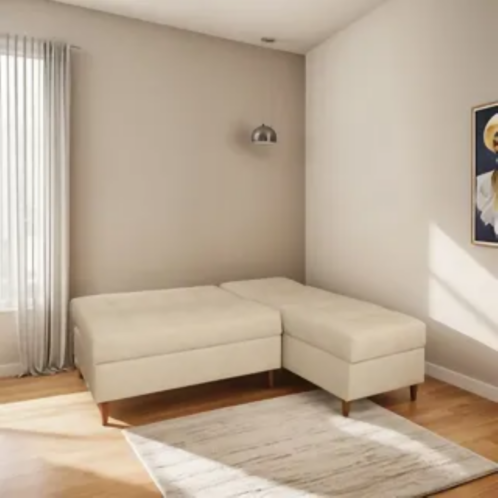 Sofá Cama Angela En L Con Brazos Antifluidos Beige