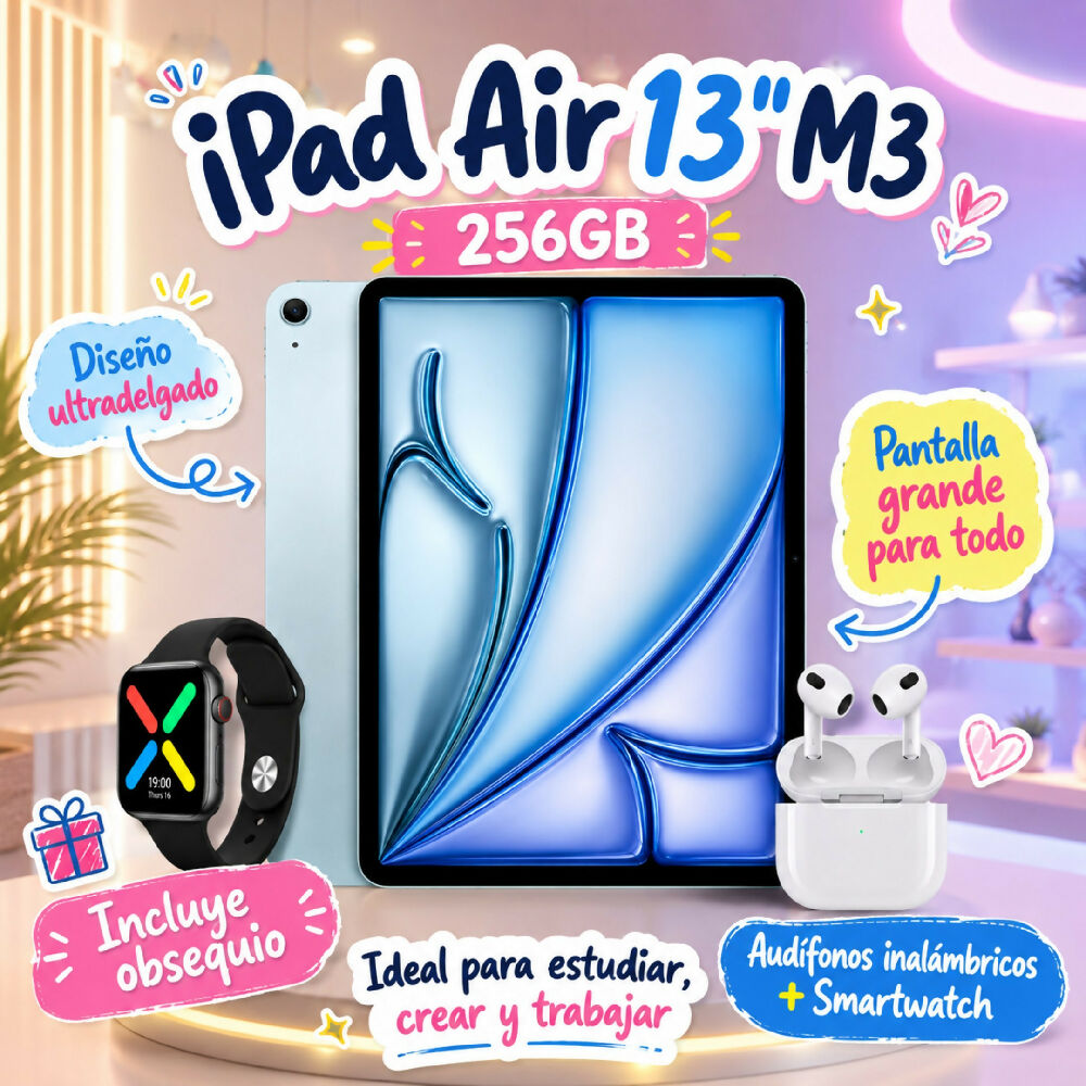 Tablet Apple iPad Air 13'' M3 256gb Diseño UltraDelgado Celeste + Obsequio