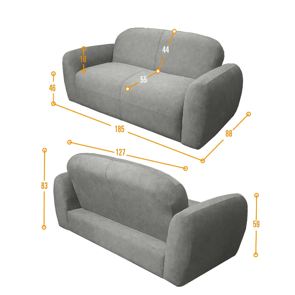 Sofa Auren 2 Puestos 185x88x83 cm Con Apoya Brazos Tela Miel