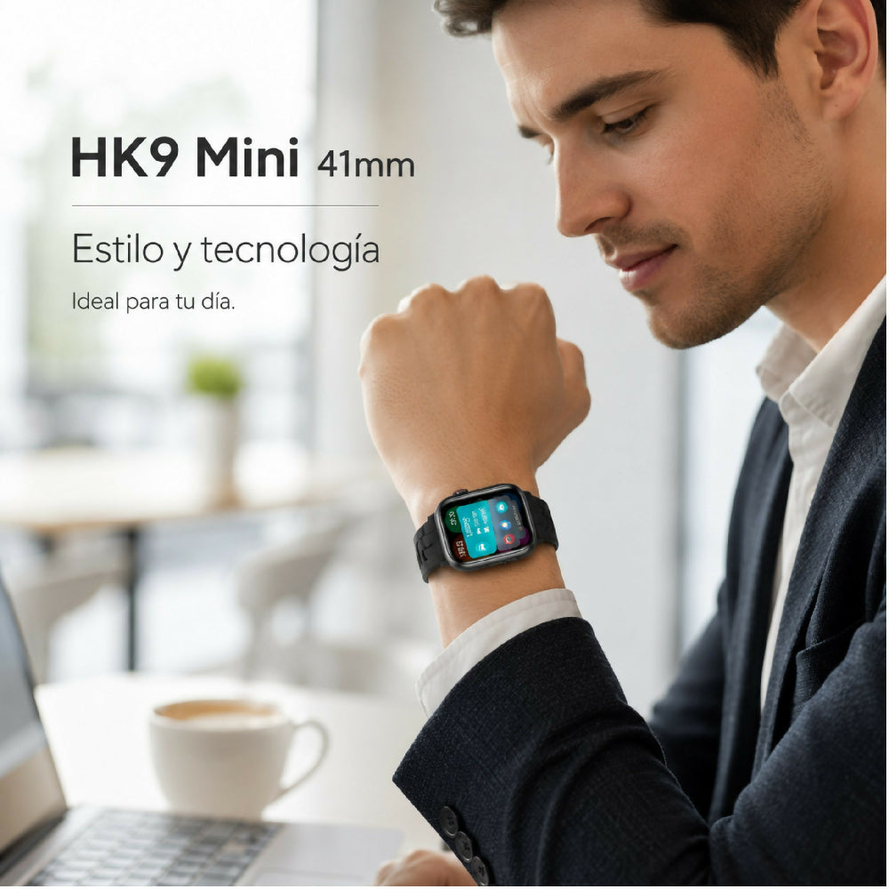 Smartwatch Wearfit HK9 Mini 41mm Pantalla AMOLED Llamadas Bluetooth Y ChatGPT Negro