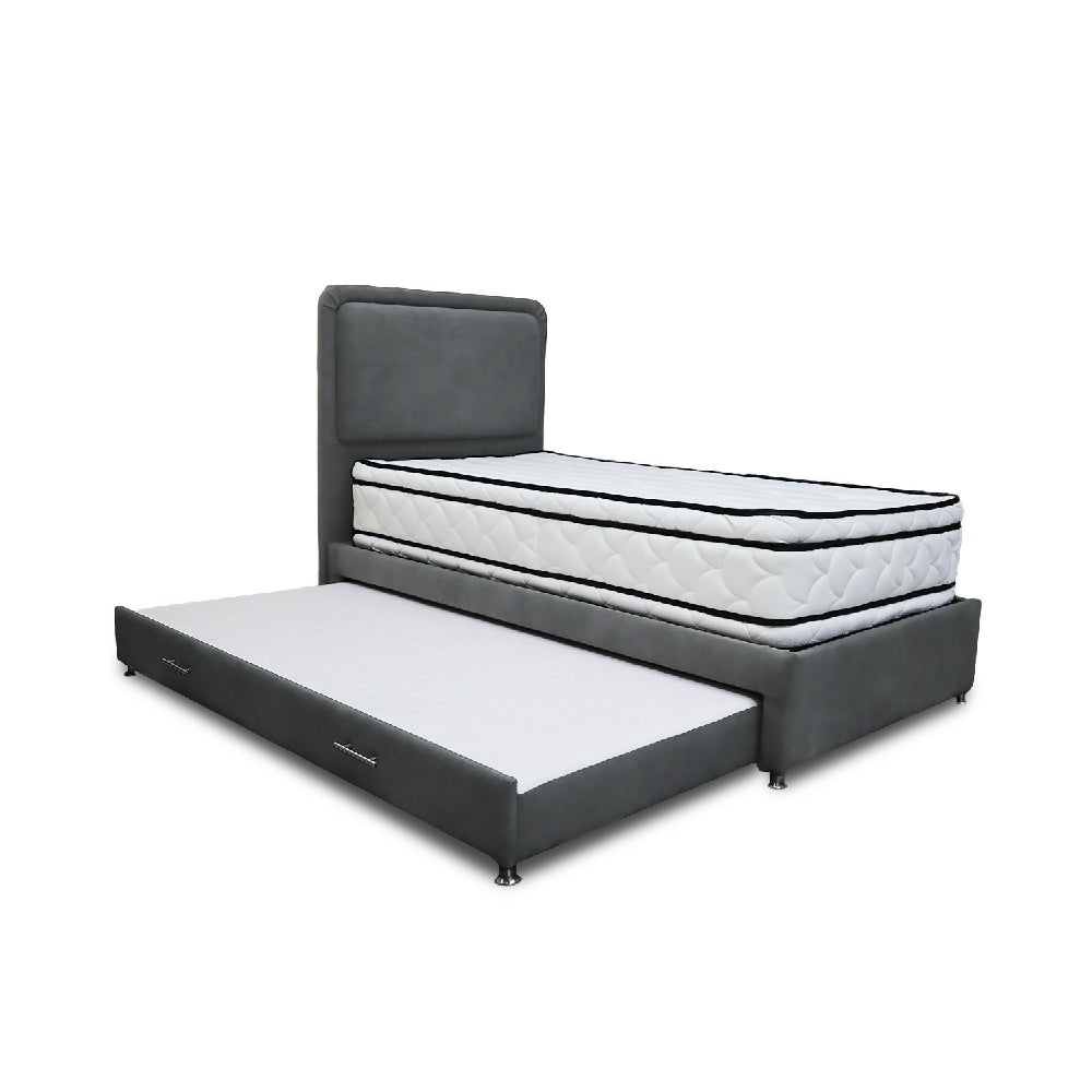 Combo Cama Tarima Nube 100x190 Sencillo Gris Oscuro mas Espaldar