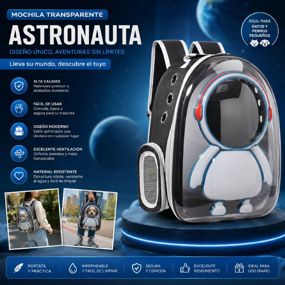 Morral Tipo Astronauta HTKR TM Maleta Ventilada Para Mascotas