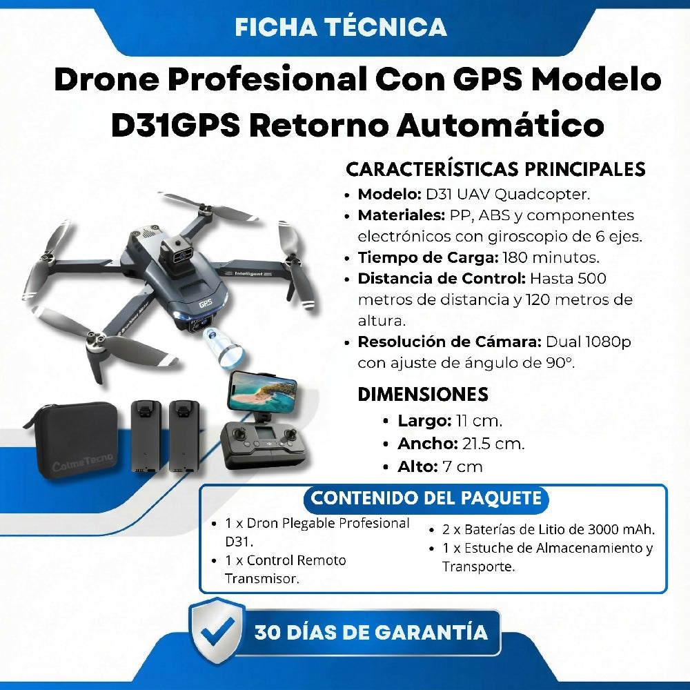 Drone Profesional Con GPS Modelo D31GPS Retorno Automático