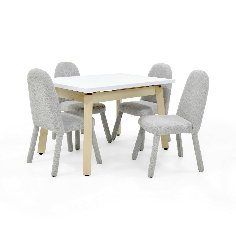 Set de Comedor Tyrone con 4 Sillas Mollen Tela Plata