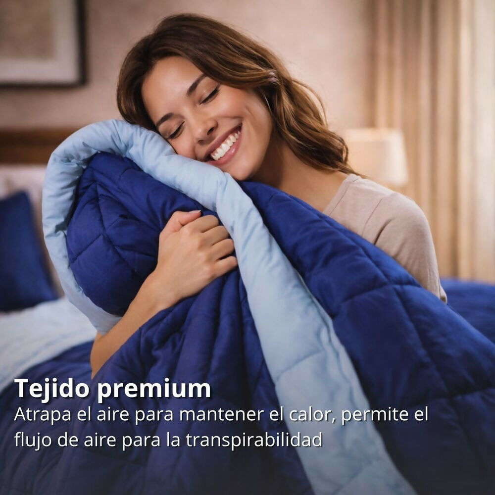 Edredon cubrelecho doble azul celeste doble faz