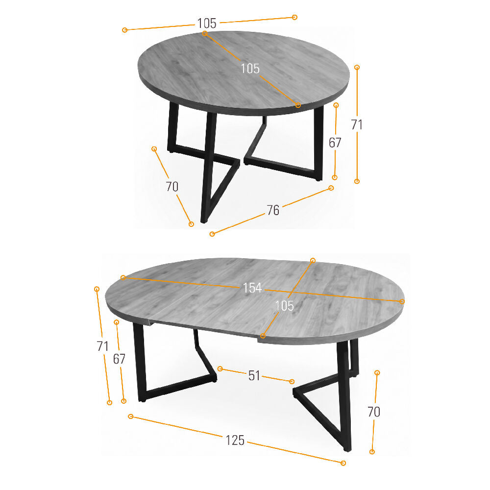 Mesa de Comedor Emet 154x105x71 cm Extensible Macula
