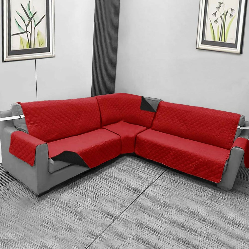 Combo protector sofa L rojo negro