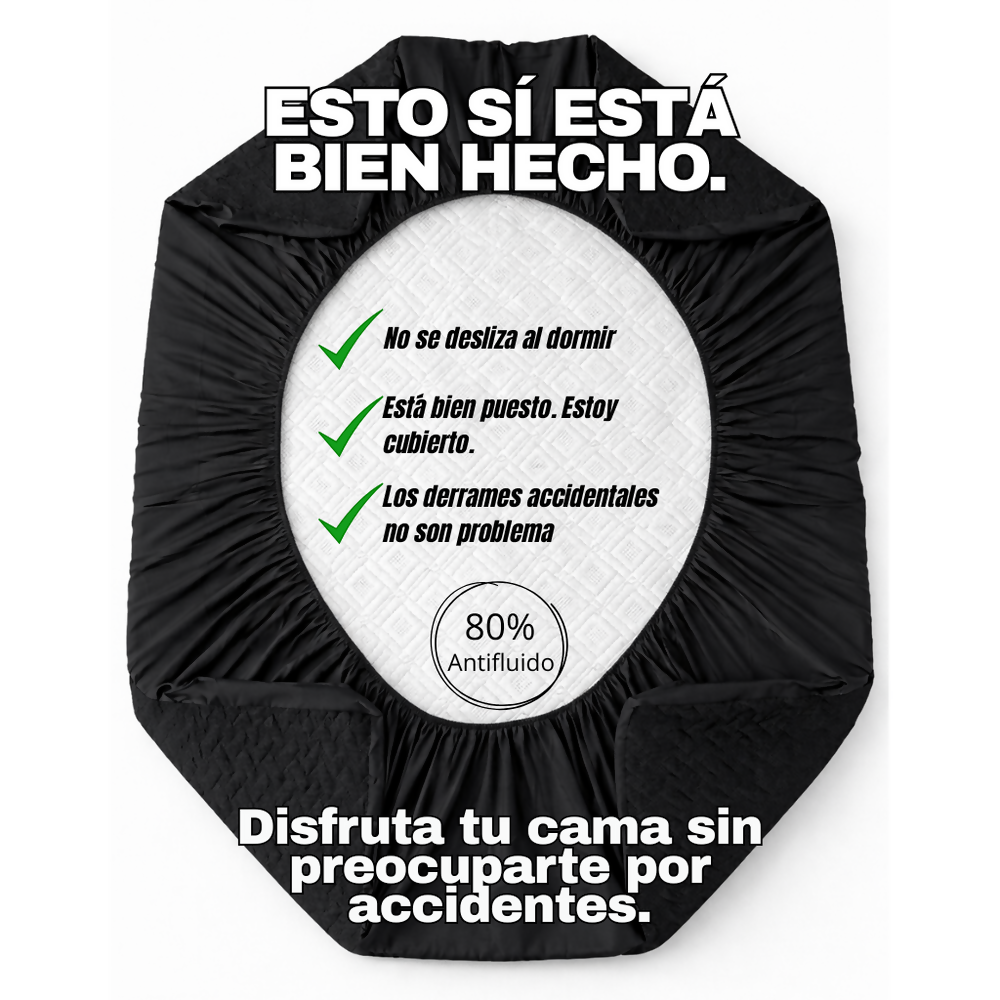 Protector colchon king antifluido negro 200x200cm