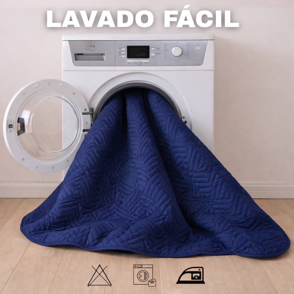 Protector colchon doble acolchado azul 140x190cm