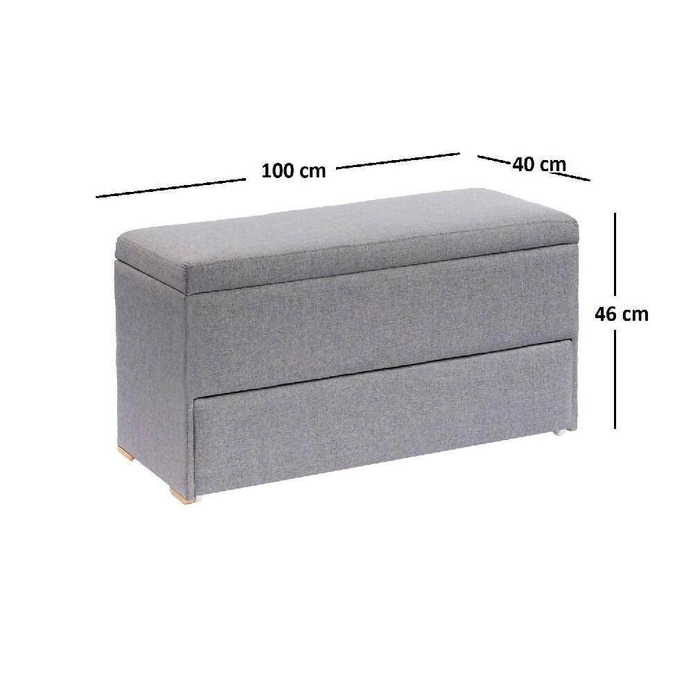 Banqueta Zapatero (46x100x40) Gris Memphis
