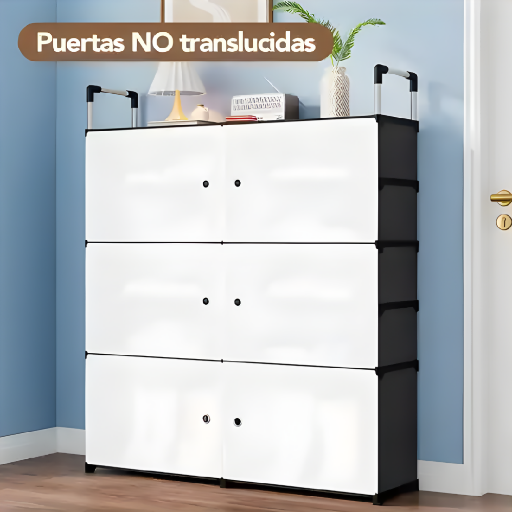 Zapatero Organizador De Tela 2x5 Niveles Con Puertas Negro