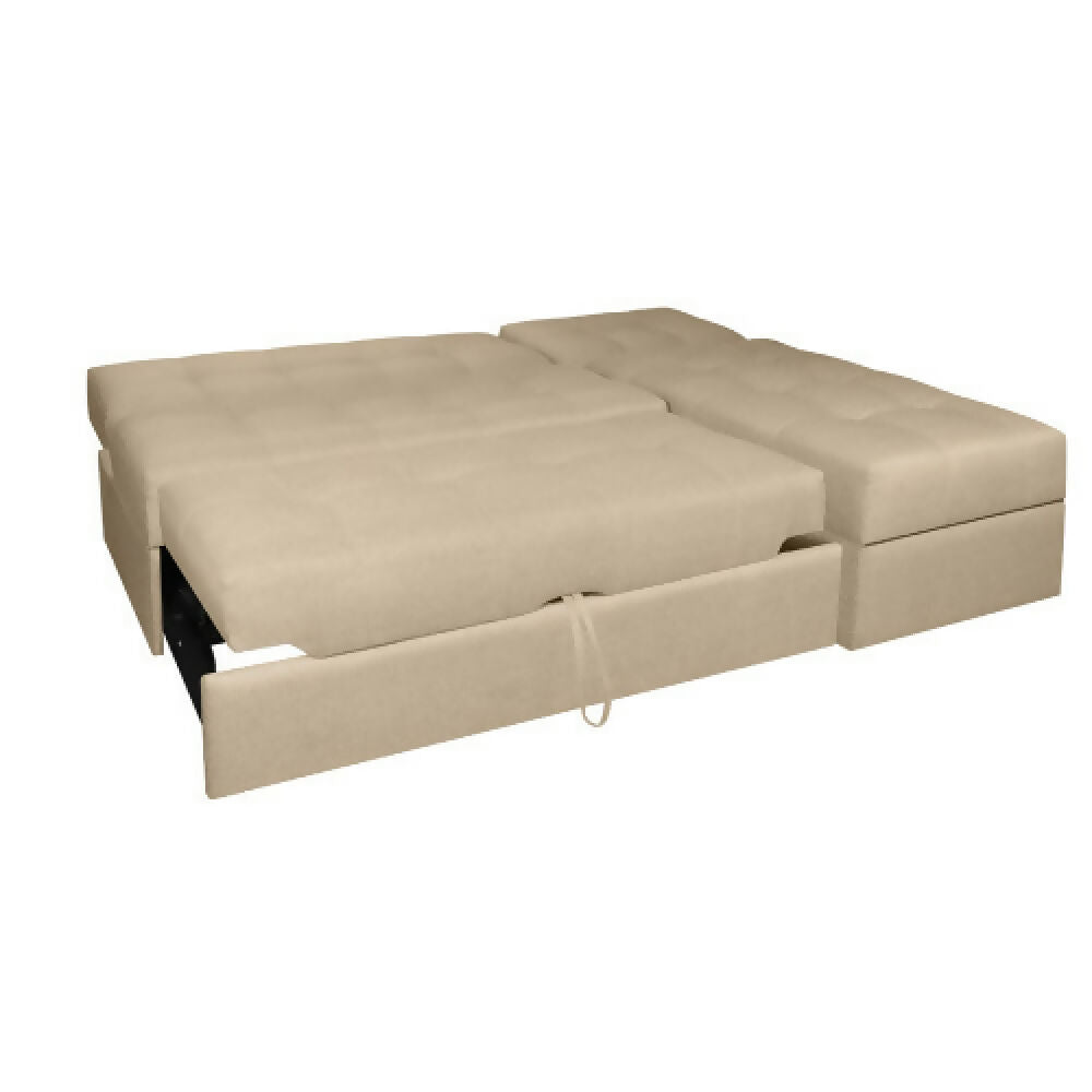 Sofá Cama Angela En L Con Brazos Tela Beige