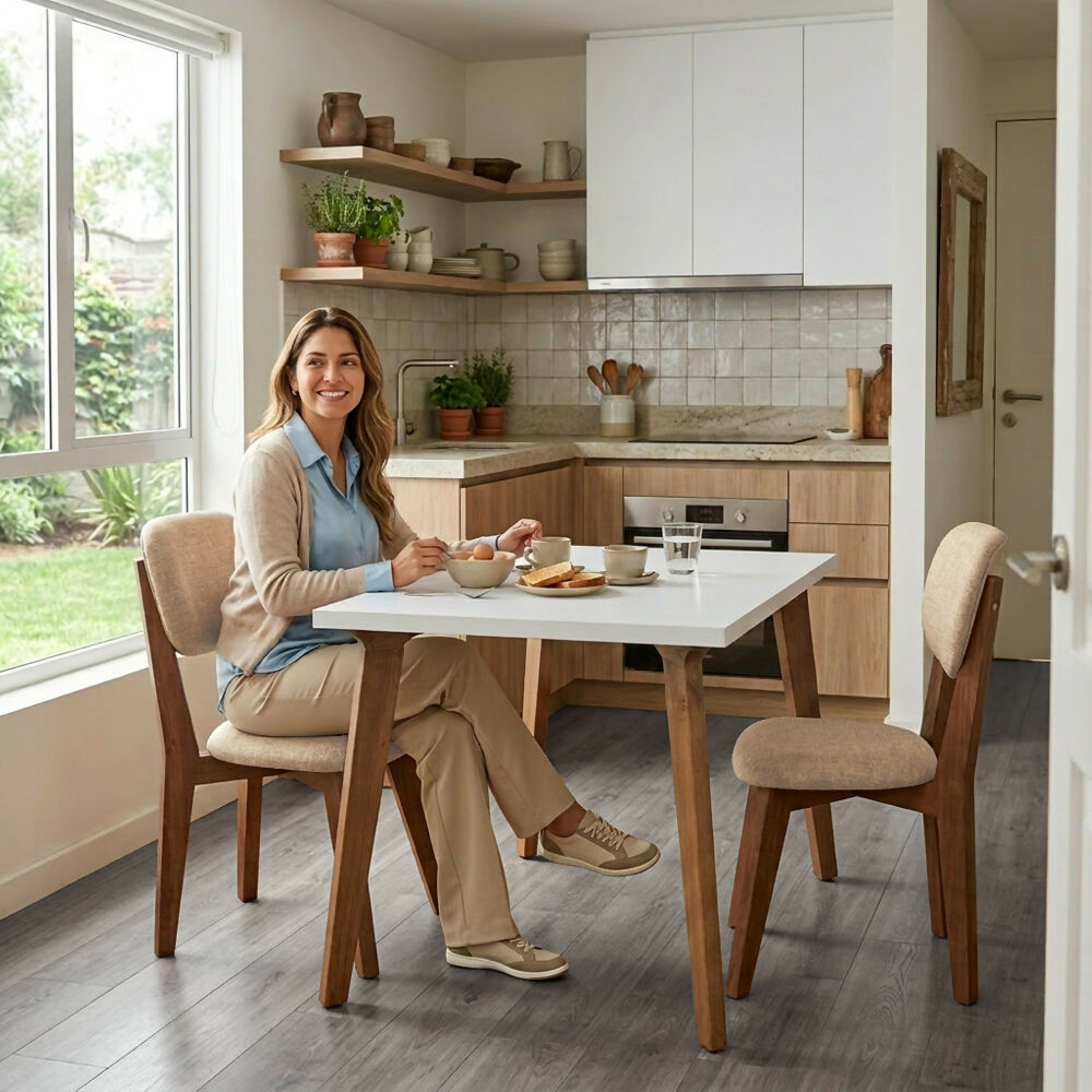 Silla de Comedor Adela 50x51.5x93 Tela Beige