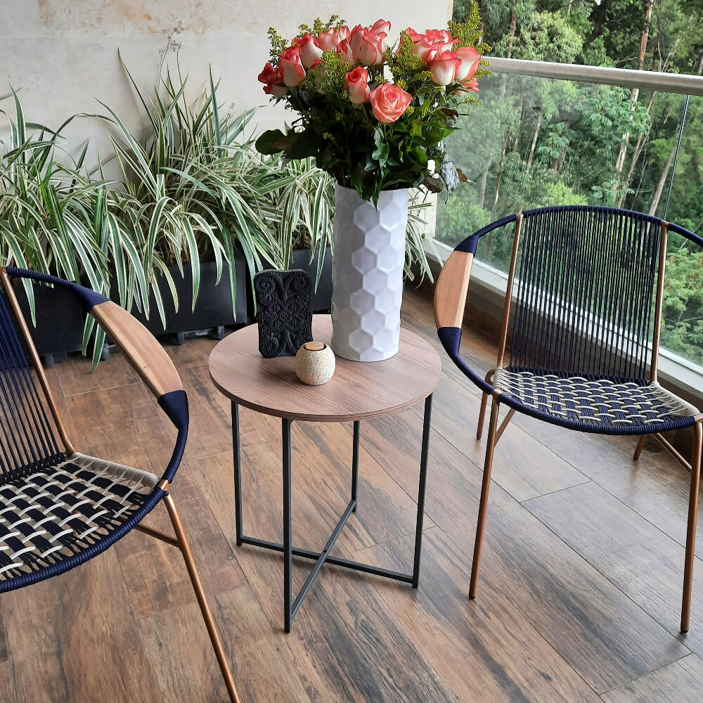 Mesa Auxiliar Cirklo Madera Natural + Negro