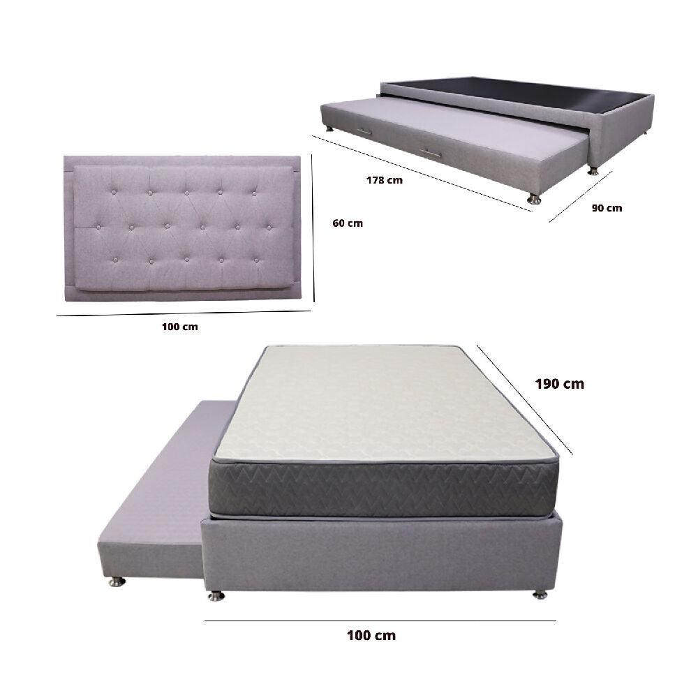 Combo Cama Tarima Nido + Colchón Tanner 100 Sencillo + espaldar