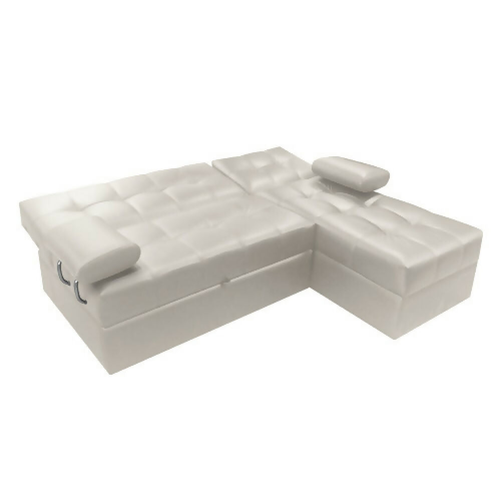 Sofá Cama Angela En L Con Brazos Cuero Sintético Beige