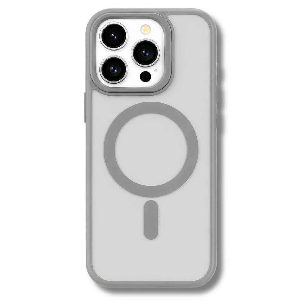 Forro Semi Transparente Para Celular Funda MagSafe Con Textura Suave Iphone 13 Pro Max Gris