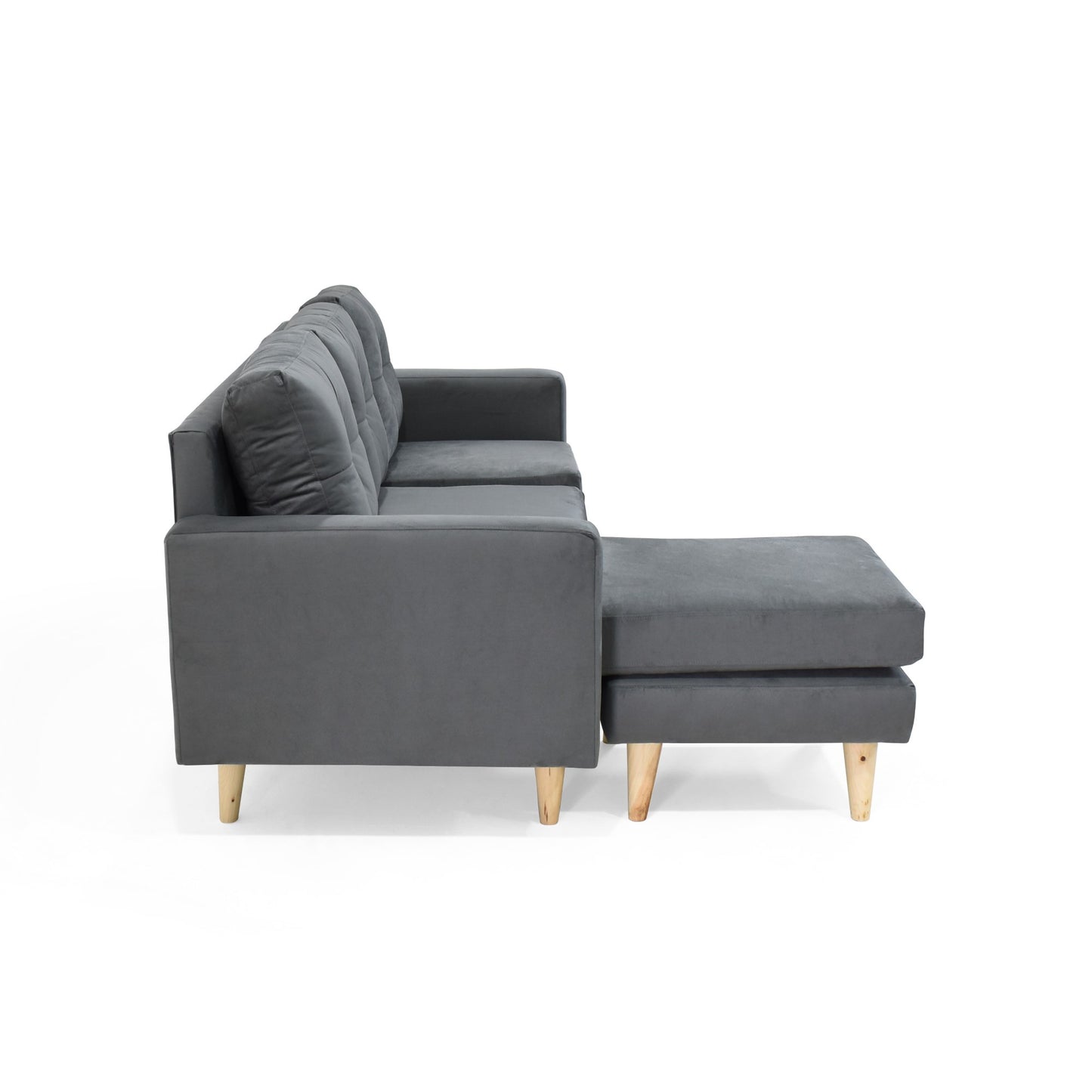 Sofa en L Beira Tela Poliéster Gris