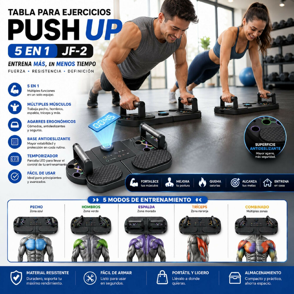 Tabla Ejercicios Push Up 5en1 JF-2 Para Pecho Espalda Y Hombros
