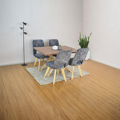 Comedor Astoria 4P con Sillas Leira Tela Gris